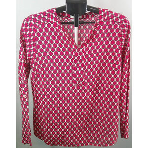 Van Heusen V-Neck Long Sleeve Blouse Coral, Black Women's Medium